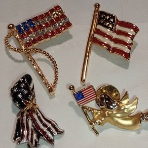 Vintage Enamel Flag Lot....One In Memory Of 9-11-2001